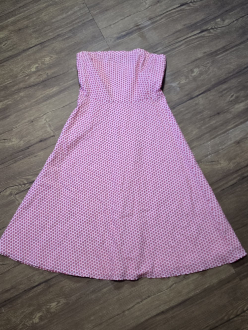 J. Crew 100% Cotton Pink Strapless Polka Dot A-Line Dress Feminine / Coquette